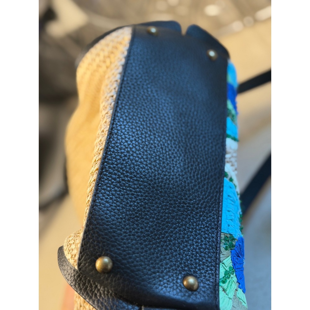 American Leather Co. Auburn Novelty Convertible Crossbody Cool Lagoon Raffia OS - Picture 5 of 9